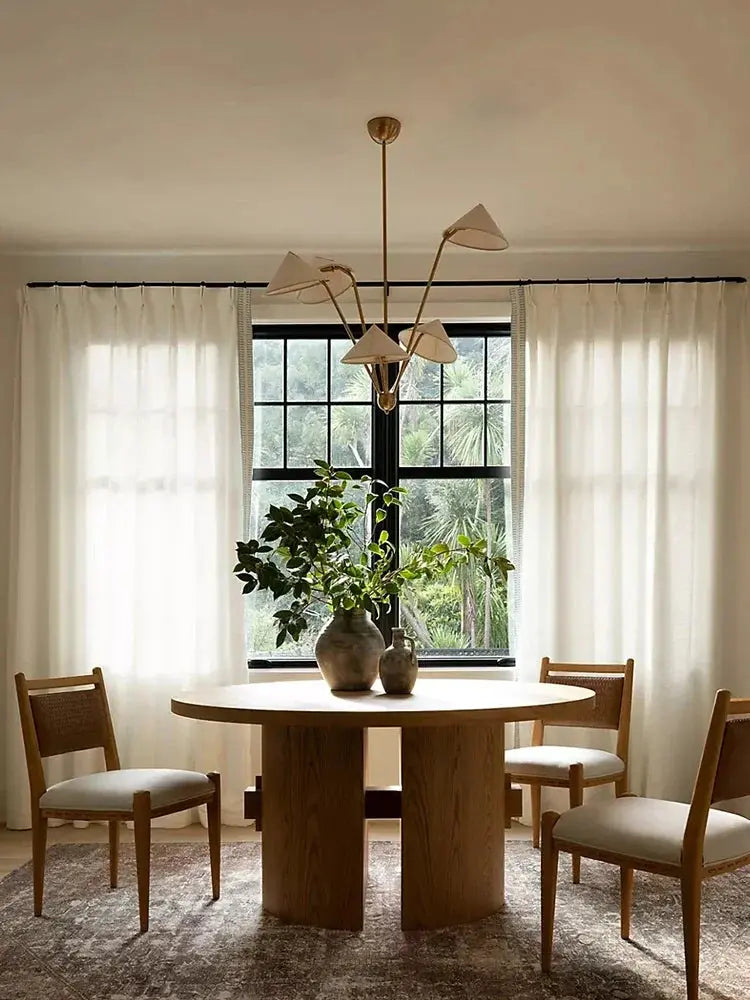 japanese chandelier over dining table