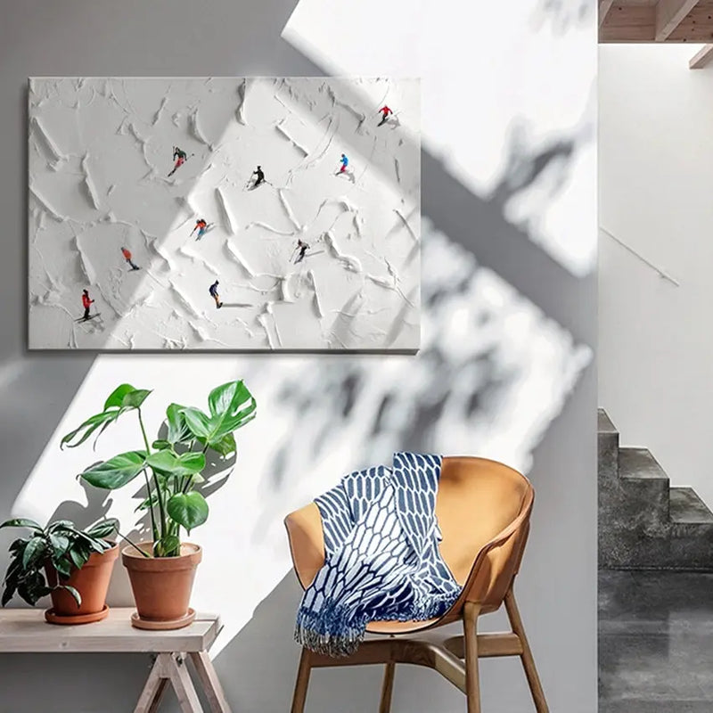 snowy white textured wall painting