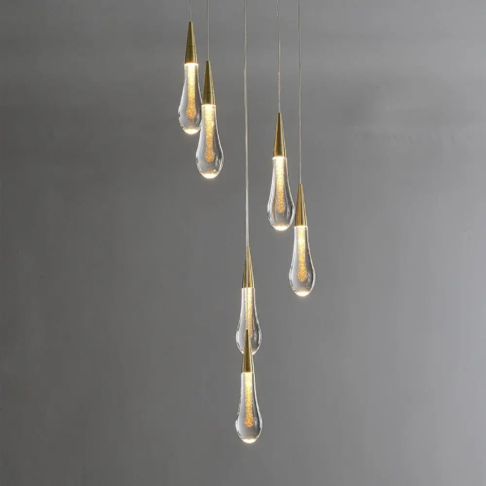 gold staircase pendant lighting