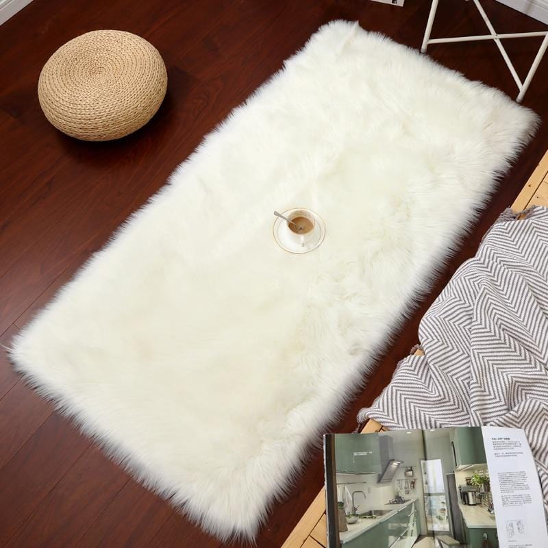 white plush shag rug