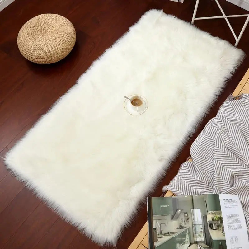 white plush shag rug