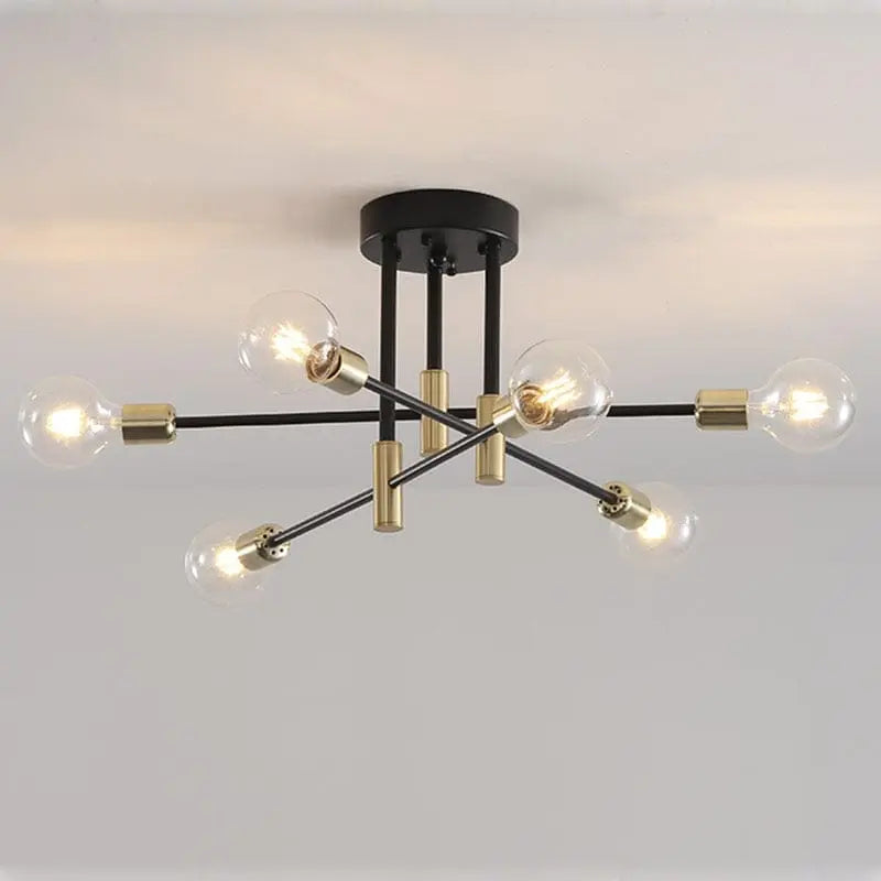black sputnik chandeliers with gold bolts and bulbs