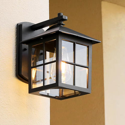 Modern Mystic Black Outdoor Wall Lamp Set of 2