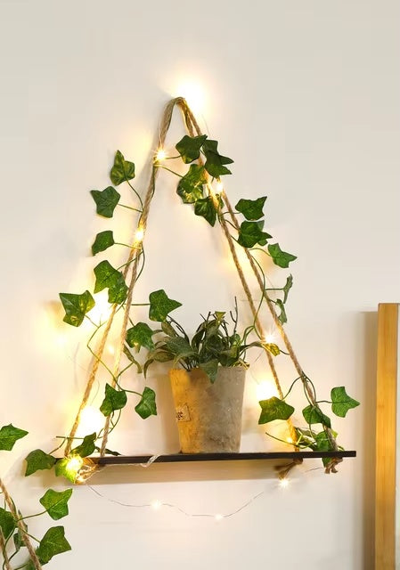 2PCS Artificial Ivy Led-strip Floating Wall Shelf