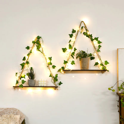 2PCS Artificial Ivy Led-strip Floating Wall Shelf