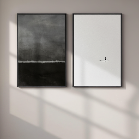 2PCS Black and White Abstract Canvas Art 1
