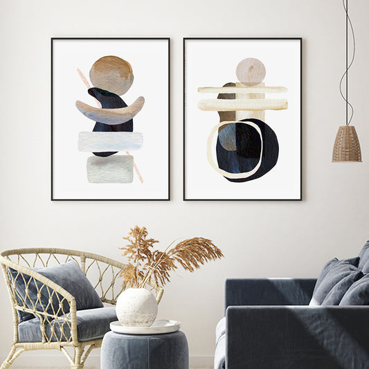 Blue Geometric Abstract Canvas Painting