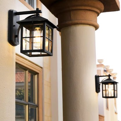 Modern Mystic Black Outdoor Wall Lamp Set of 2