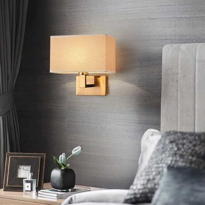 Fabric Shade Minimalist Gold Wall Sconce