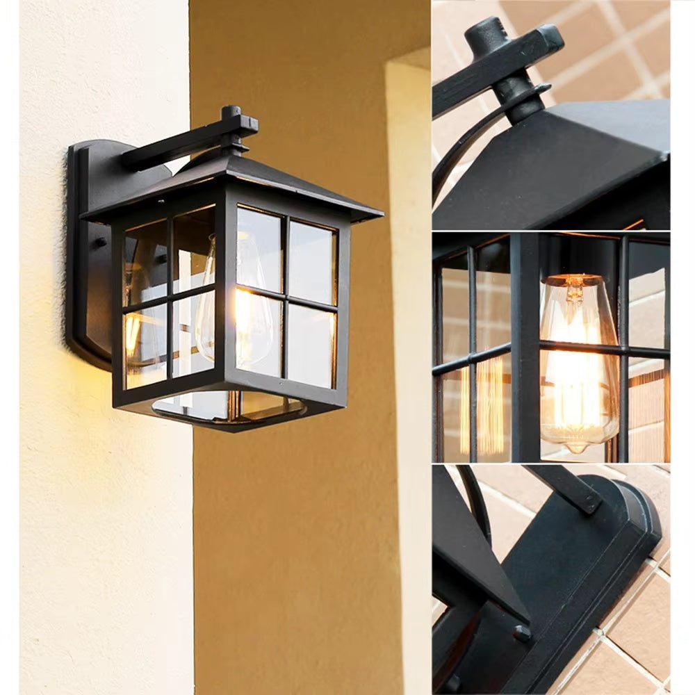 Modern Mystic Black Outdoor Wall Lamp Set of 2