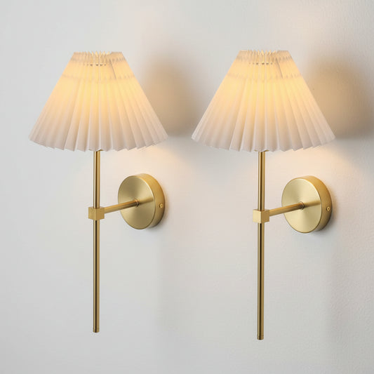 Fabric Shade Gold Wall Sconces Set - Decorstly