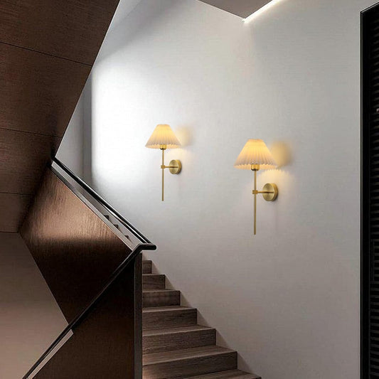 Fabric Shade Gold Wall Sconces Set