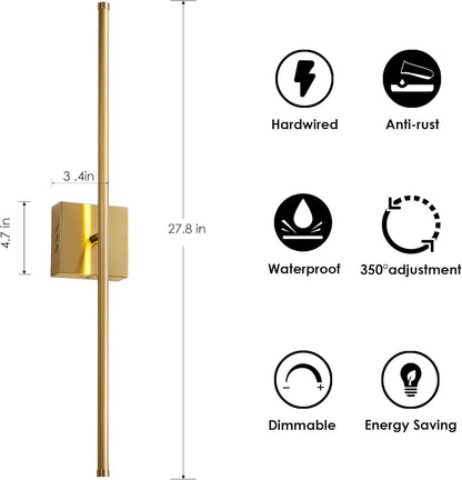 Minimalist Gold Strip Wall Sconces Set