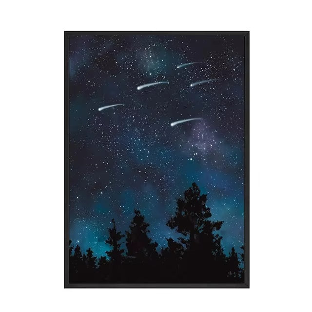 Aurora Sky Moon Canvas Painting