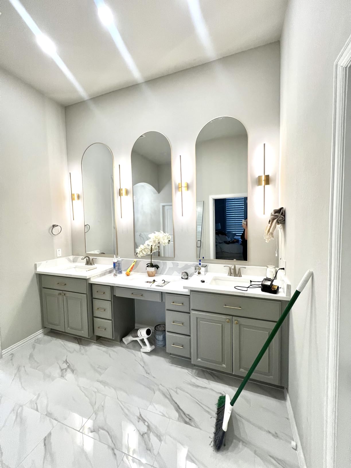 Minimalist Gold Strip Wall Sconces Set