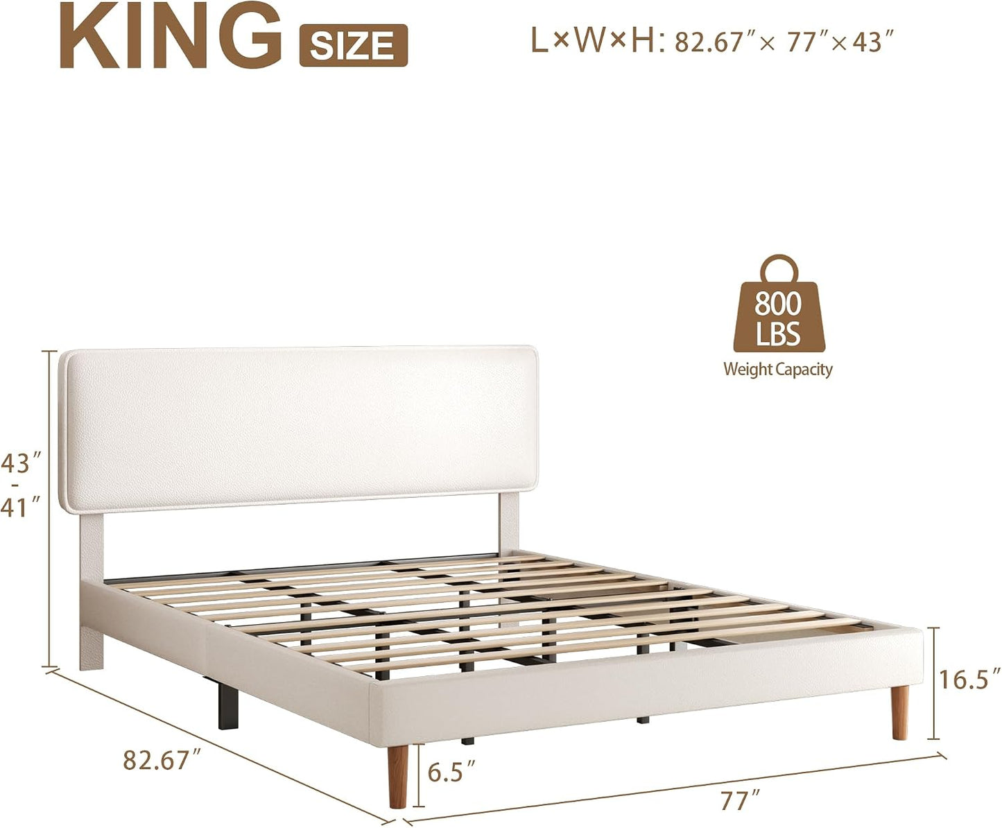 Upholstered Lychee Grain Leather Bed Frame