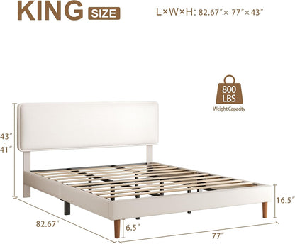 Upholstered Lychee Grain Leather Bed Frame