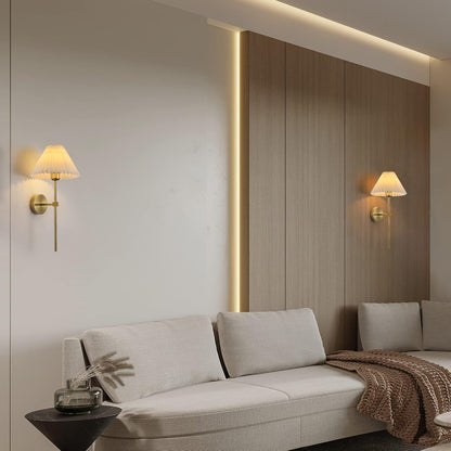 Fabric Shade Gold Wall Sconces Set