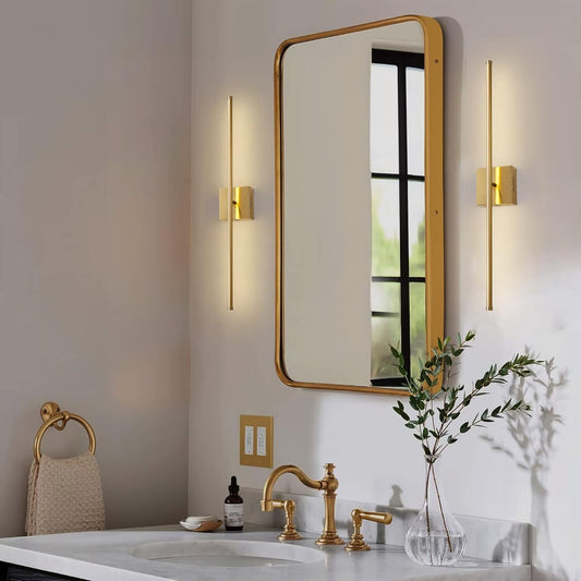 Minimalist Gold Strip Wall Sconces Set