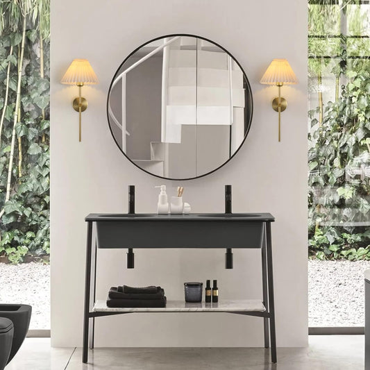 Fabric Shade Gold Wall Sconces Set