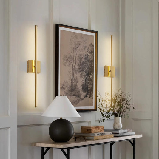Minimalist Gold Strip Wall Sconces Set