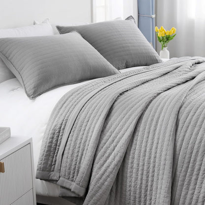 Grey Lightweight Multi-Lock Quilt Set