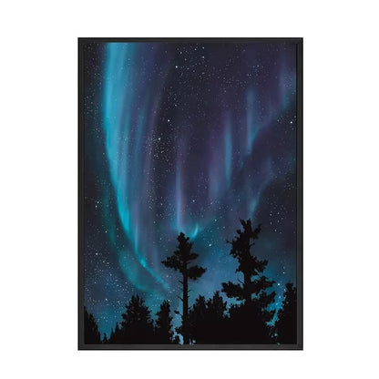 Aurora Sky Moon Canvas Painting