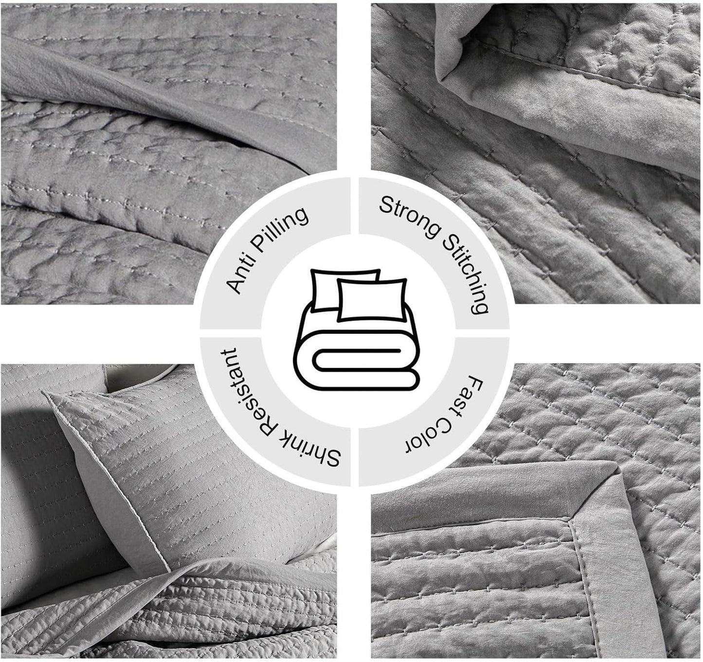 Grey Lightweight Multi-Lock Quilt Set