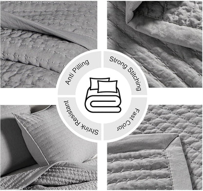 Grey Lightweight Multi-Lock Quilt Set