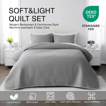 Grey Lightweight Multi-Lock Quilt Set