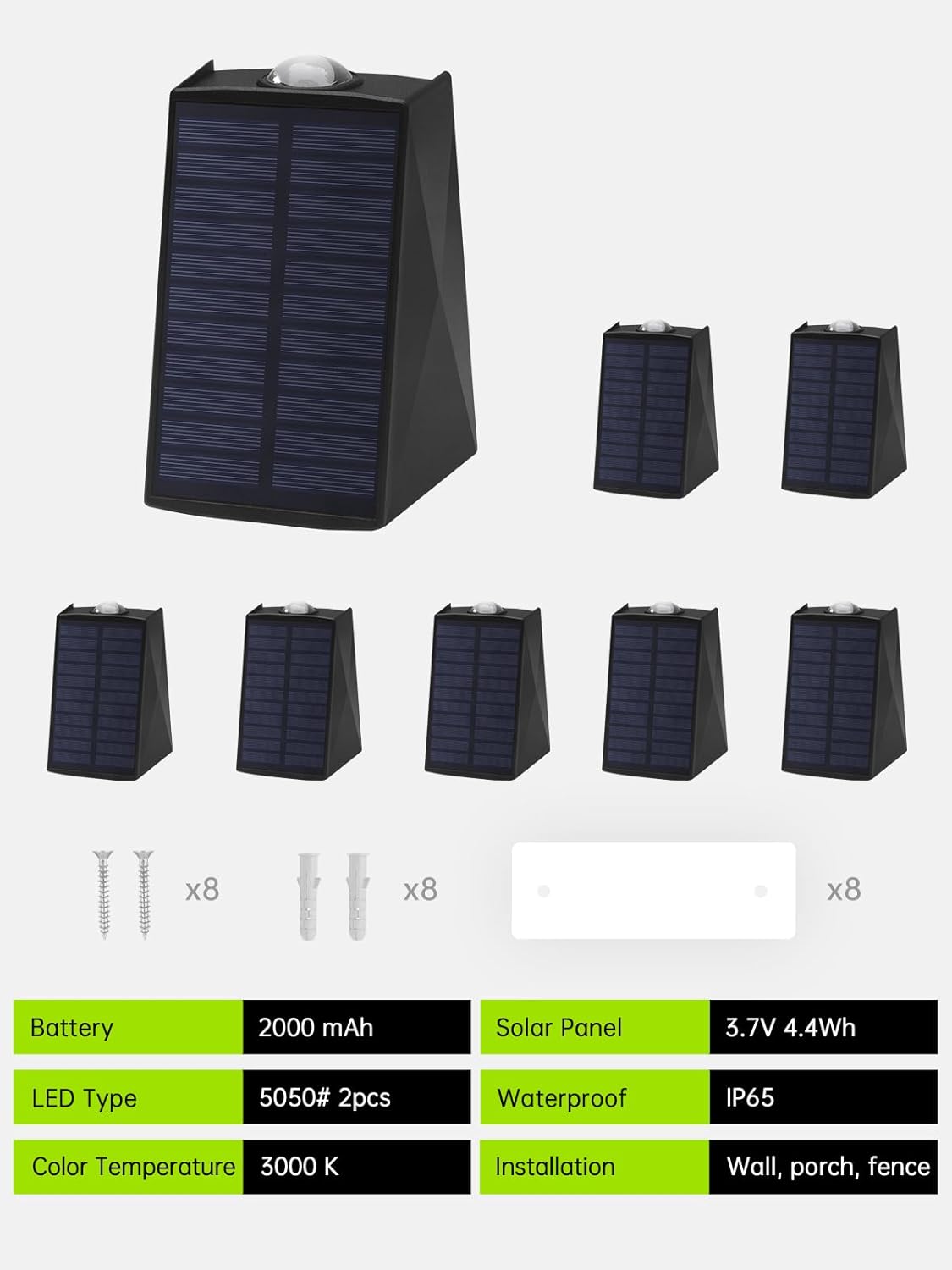 8 Outdoor Solar Wall Lights