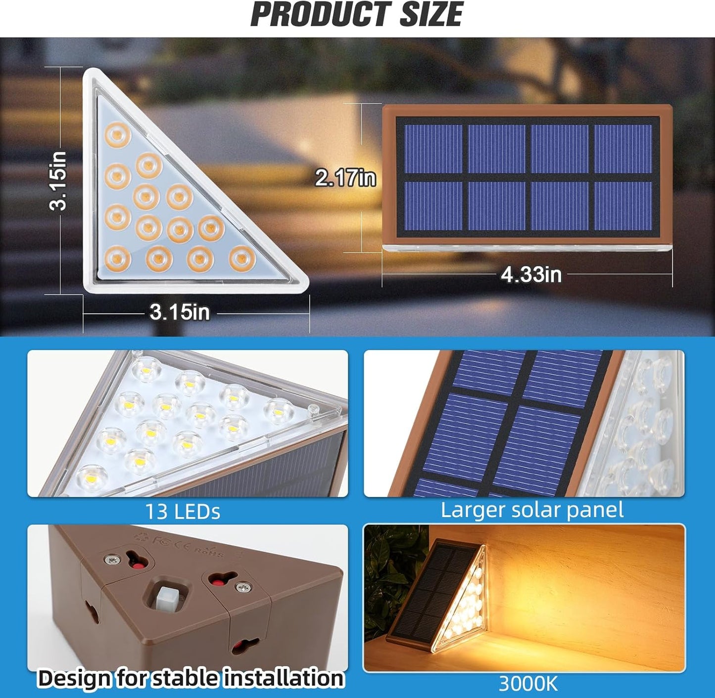 8 PCS Outdoor Solar Step Lights