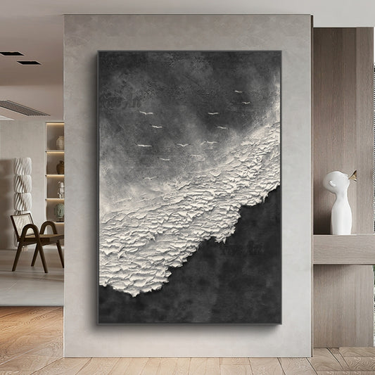 Abstract Black White Texture Handmade Wall Art