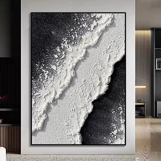 Abstract Black White Texture Handmade Wall Art