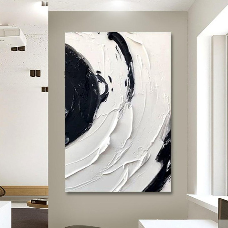 Abstract Black White Texture Handmade Wall Art