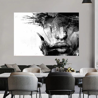 Abstract Black and White Female Wall Art