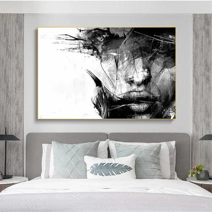 Abstract Black and White Female Wall Art