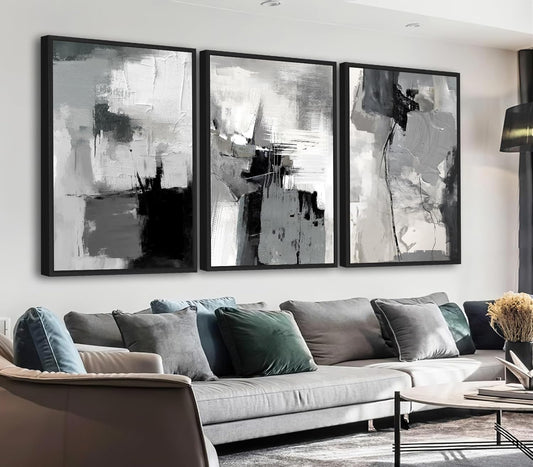 Abstract Rustic Grey Graffiti Canvas Art