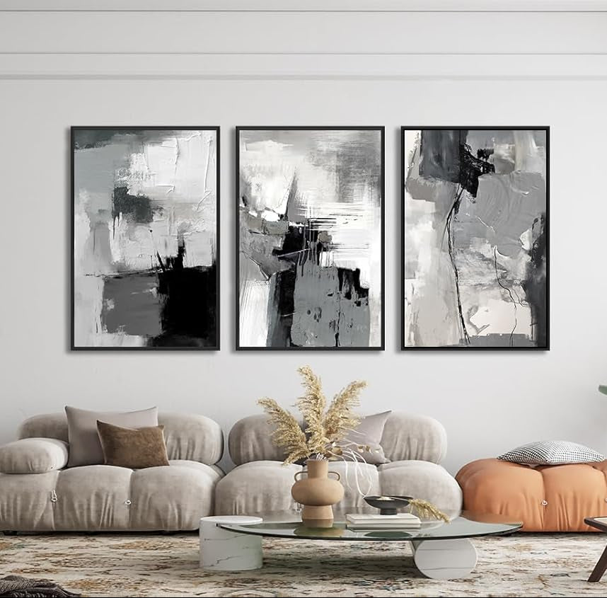 Abstract Rustic Grey Graffiti Canvas Art