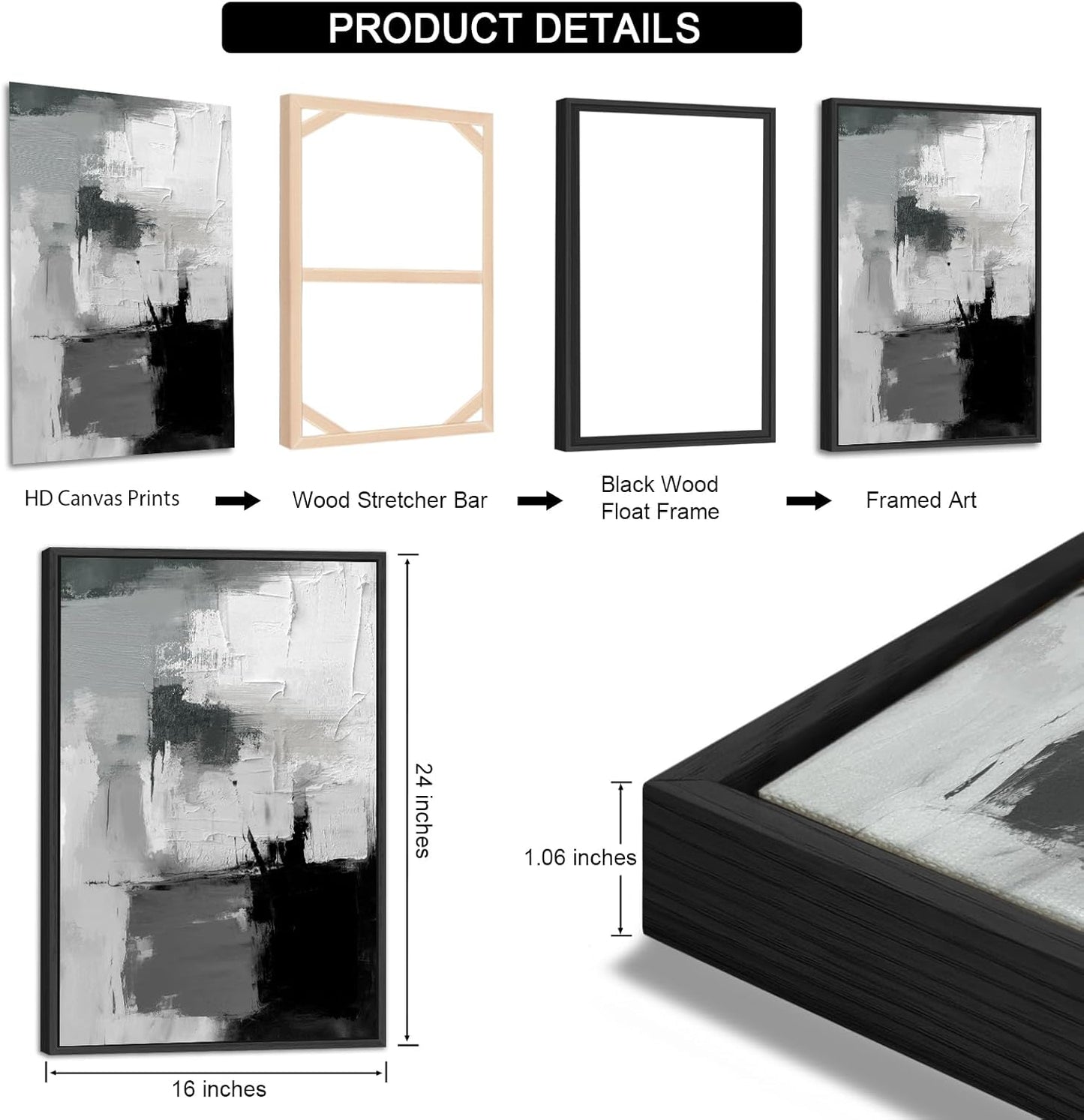 Abstract Rustic Grey Graffiti Canvas Art