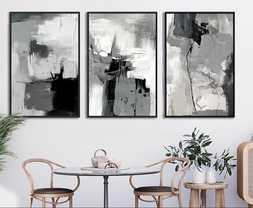 Abstract Rustic Grey Graffiti Canvas Art