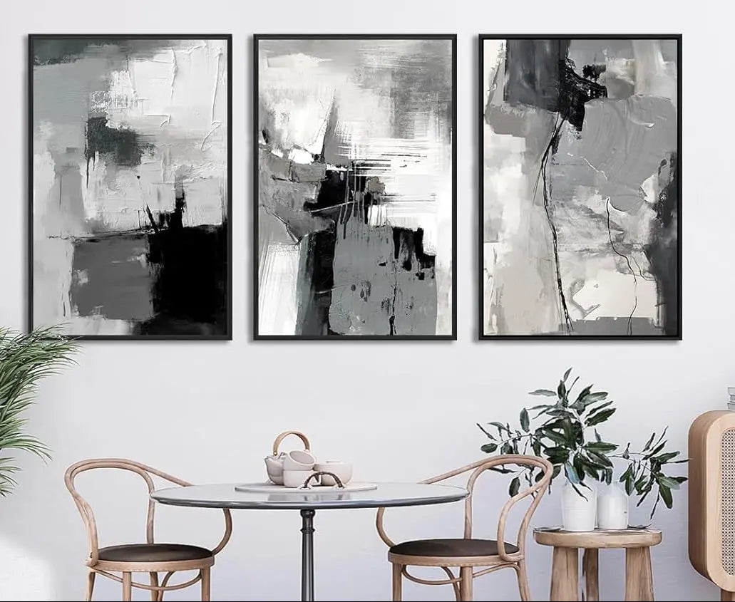 Abstract Rustic Grey Graffiti Canvas Art - Decorstly