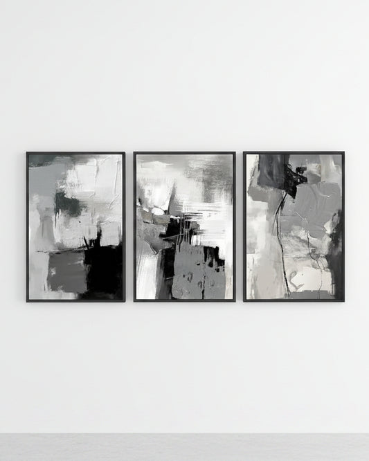 Abstract Rustic Grey Graffiti Canvas Art - Decorstly