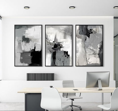 Abstract Rustic Grey Graffiti Canvas Art