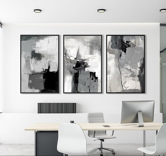 Abstract Rustic Grey Graffiti Canvas Art