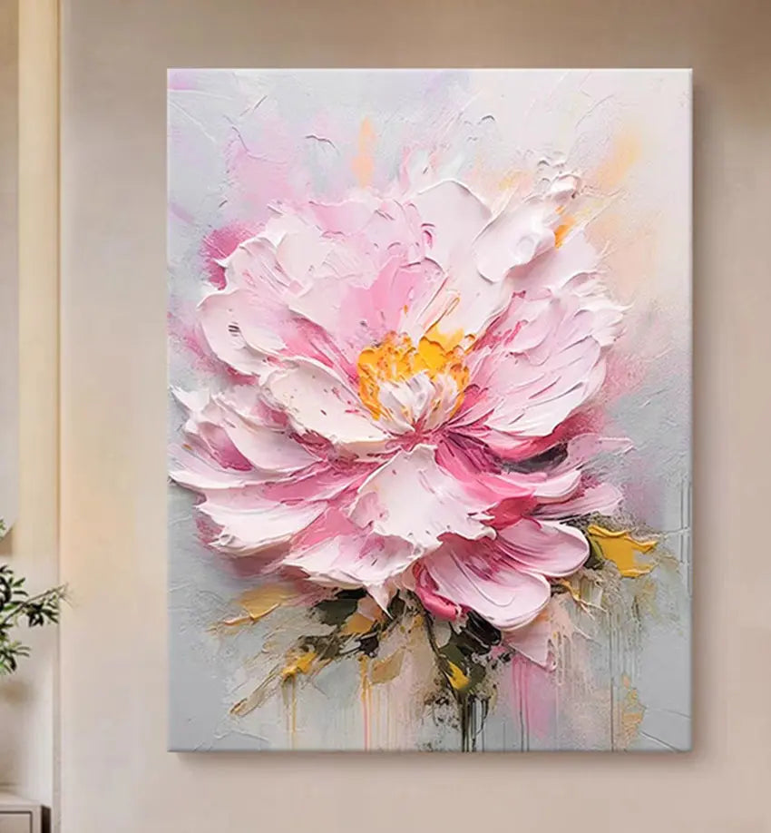 White Textured Flower Acrylic Painting - Decorstly