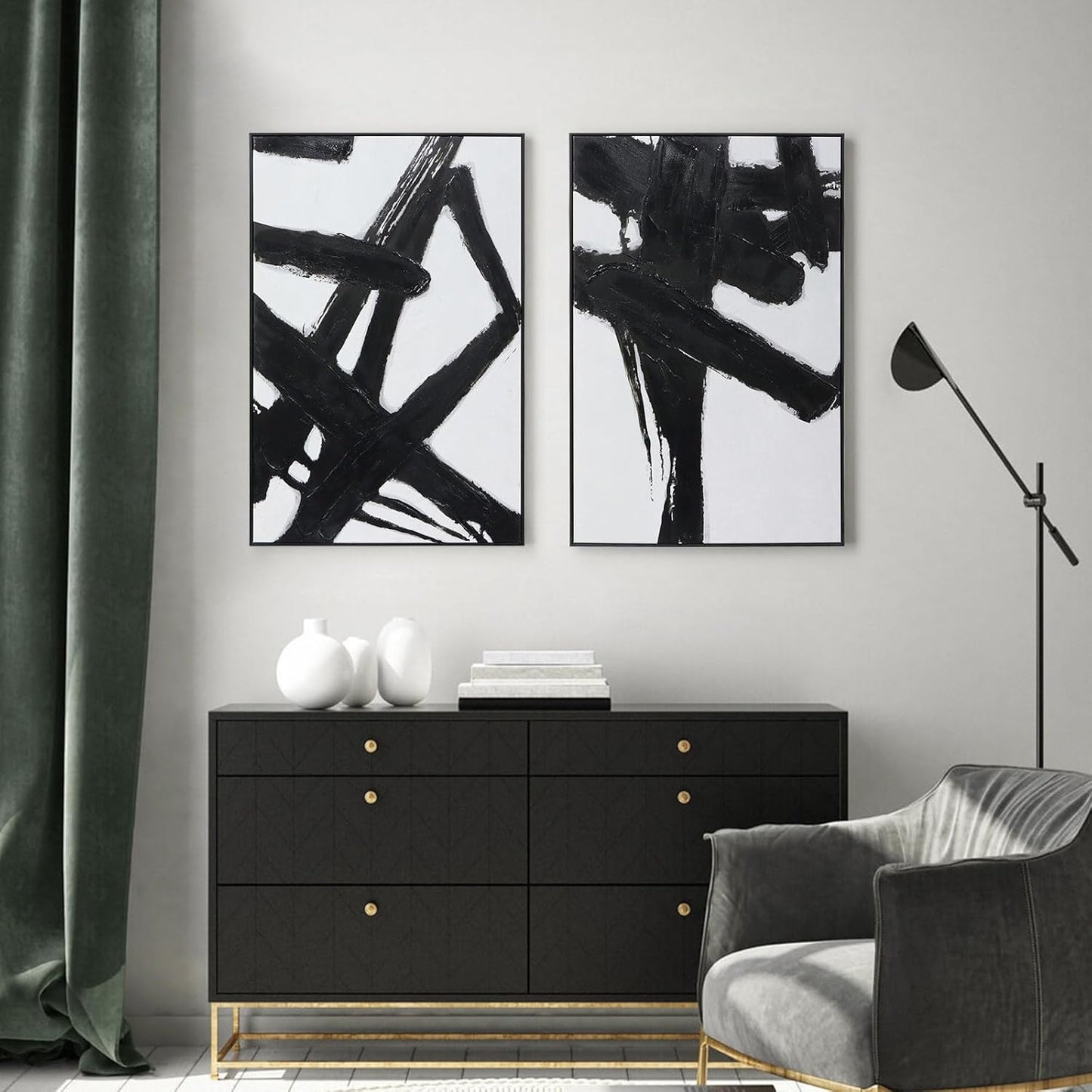Abstract Black White Canvas Art