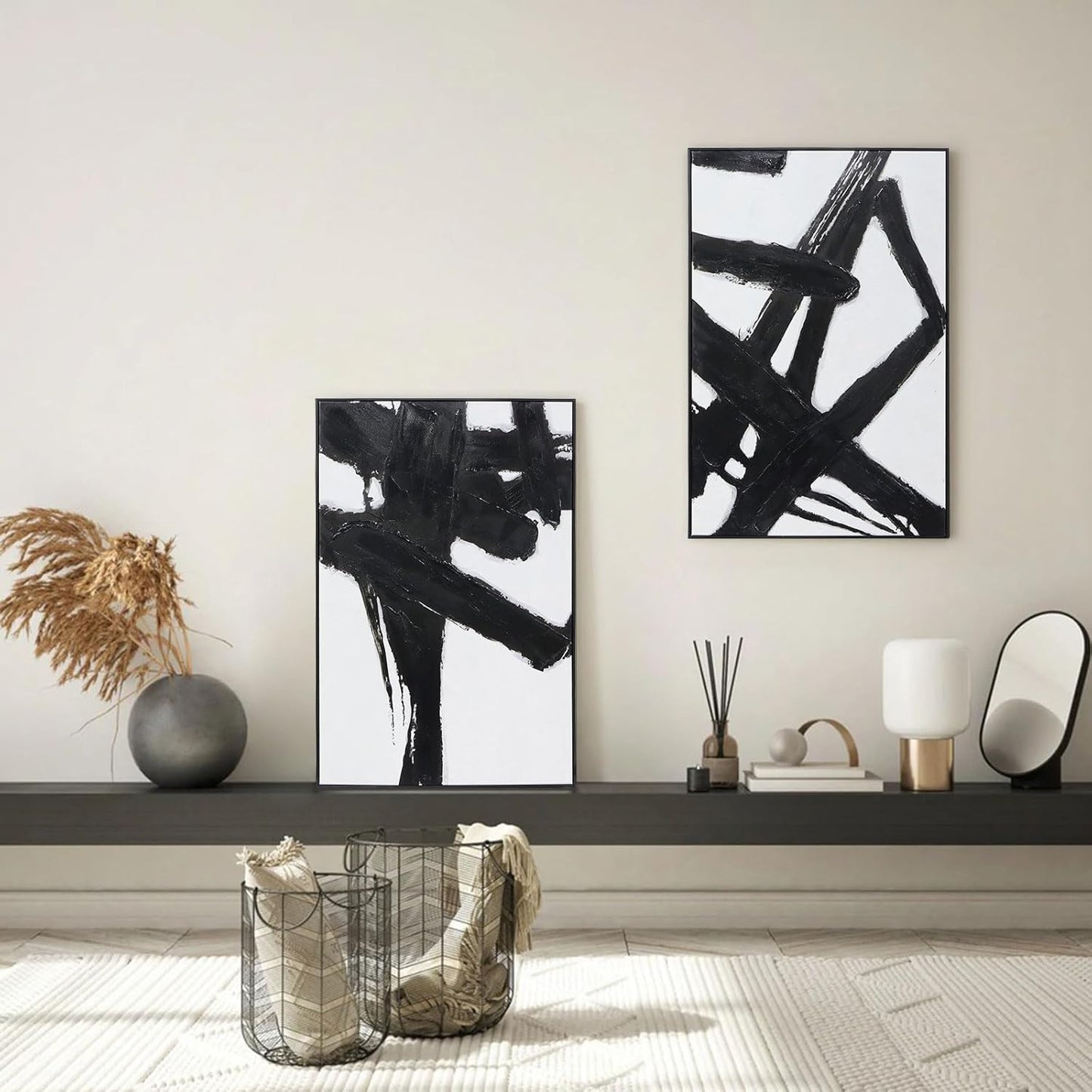 Abstract Black White Canvas Art