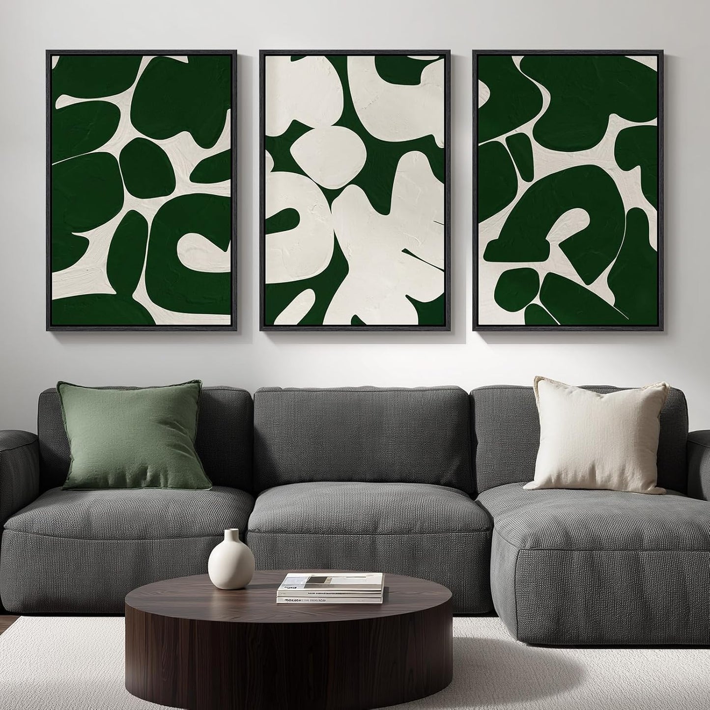 Abstract Green White Canvas Art