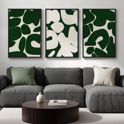 Abstract Green White Canvas Art